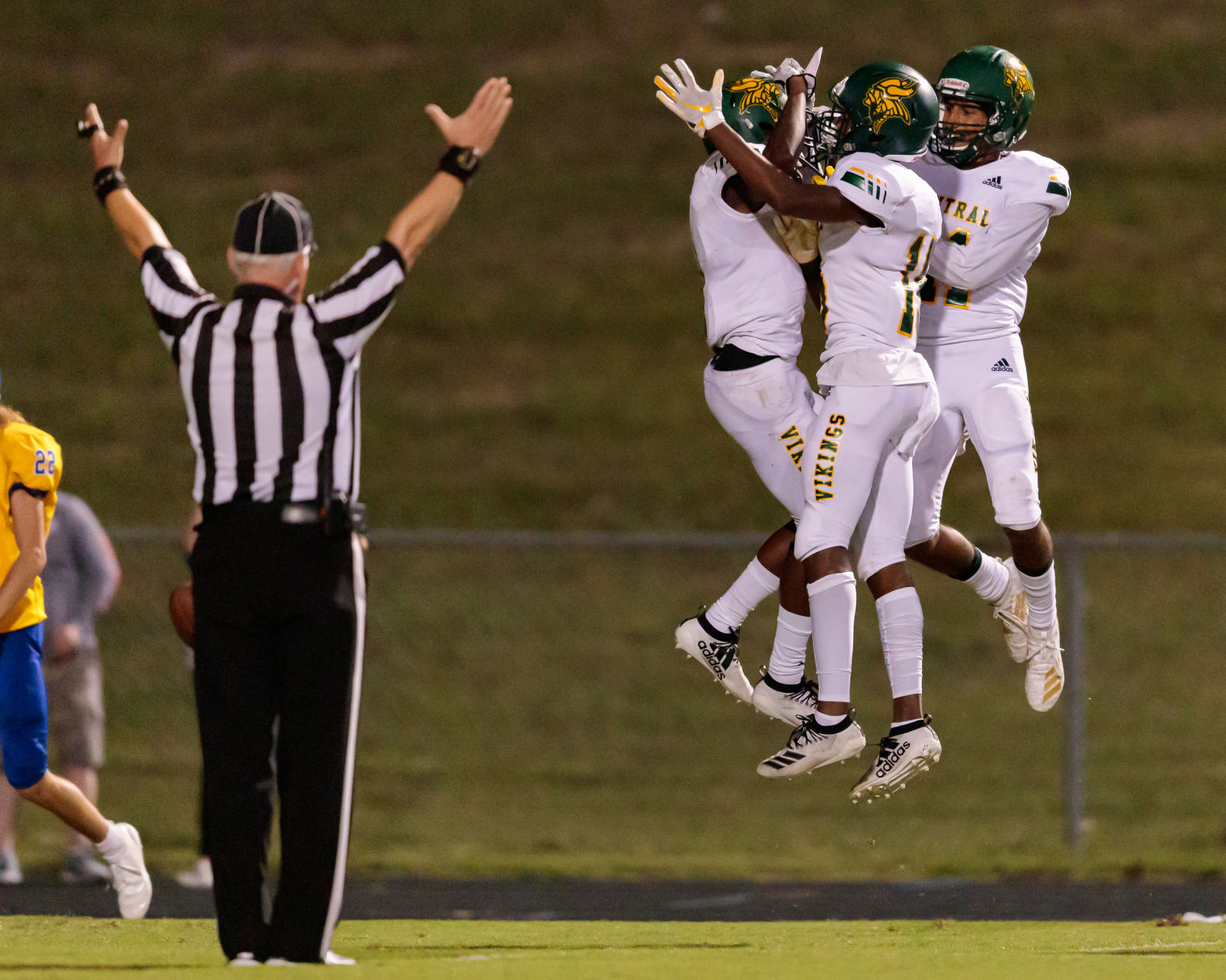 The Central Cabarrus Vikings shut out the Mount Pleasant Tigers 45-0.